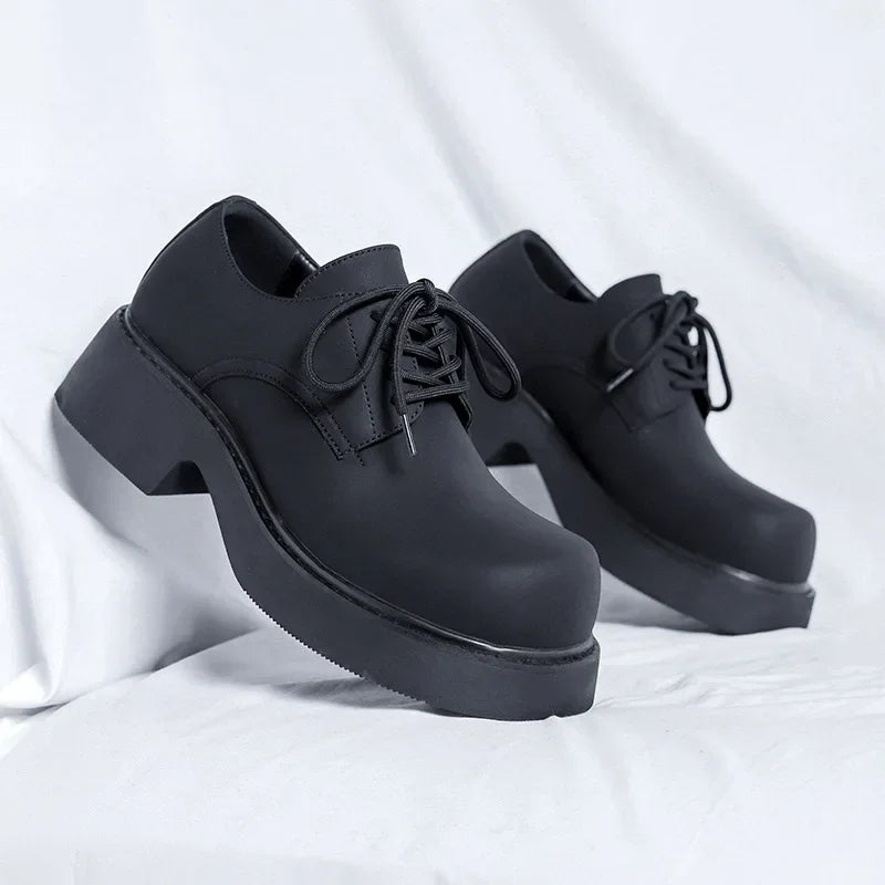 Matte Black Chunky Derby Shoes-streetwear-techwear