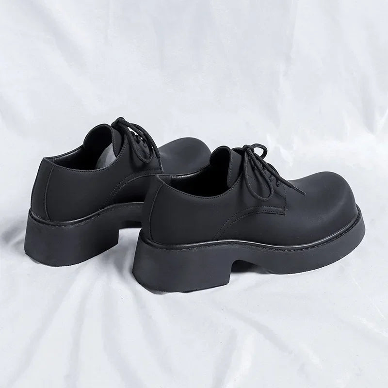 Matte Black Chunky Derby Shoes-streetwear-techwear