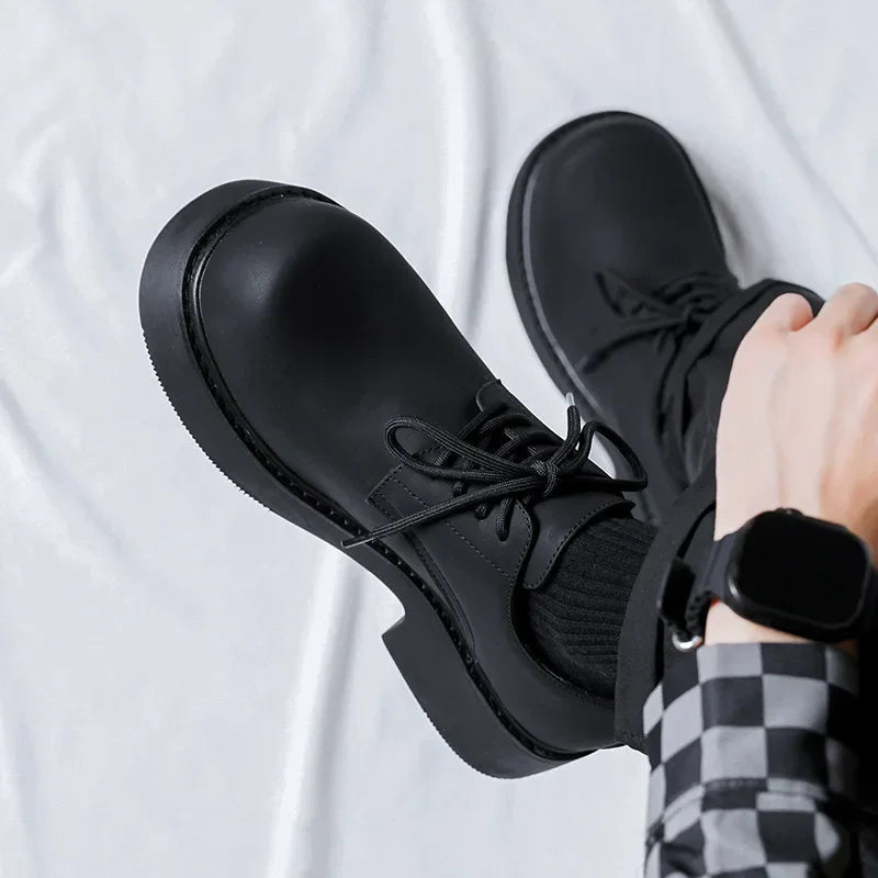 Matte Black Chunky Derby Shoes-streetwear-techwear