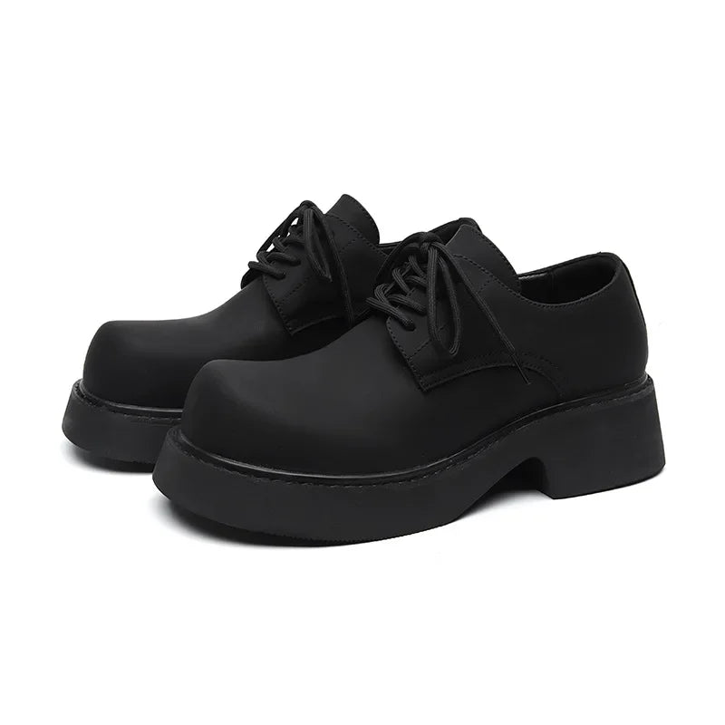 Matte Black Chunky Derby Shoes-streetwear-techwear