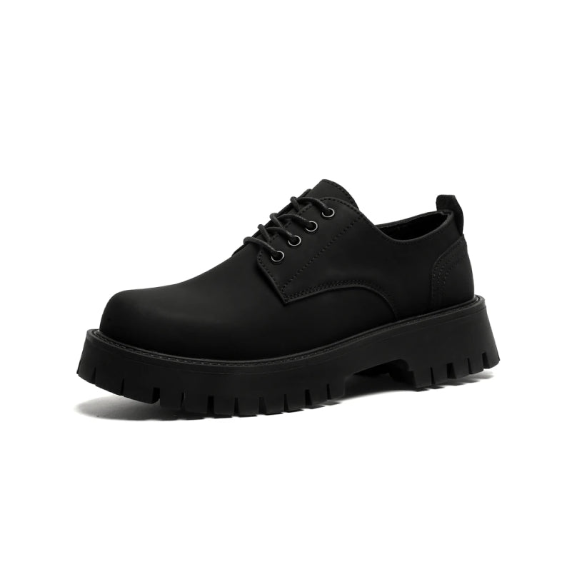 Matte Black Chunky Derby Shoes-streetwear-techwear