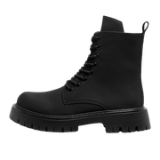 Matte Black Chunky Lace-Up Boots-streetwear-techwear