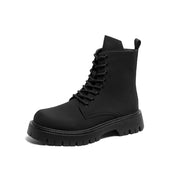 Matte Black Chunky Lace-Up Boots-streetwear-techwear