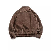 Mens American Washed Corduroy Jacket Distressed Stand Collar Short Workwear High Quality Trendy Spring Autumn Casual Coat Male-streetwear-techwear