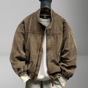 Mens American Washed Corduroy Jacket Distressed Stand Collar Short Workwear High Quality Trendy Spring Autumn Casual Coat Male-streetwear-techwear