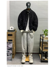 Mens American Washed Corduroy Jacket Distressed Stand Collar Short Workwear High Quality Trendy Spring Autumn Casual Coat Male-streetwear-techwear