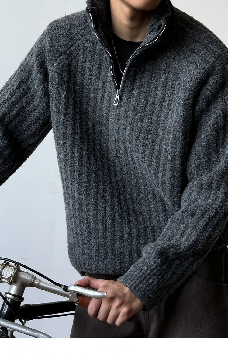 Nordic Rib Half Zip Sweater-streetwear-techwear