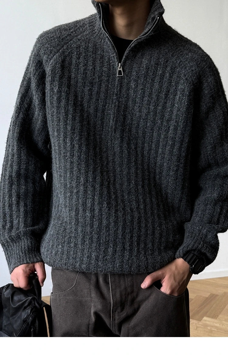 Nordic Rib Half Zip Sweater-streetwear-techwear