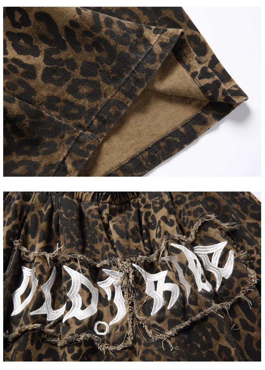 OLD TRIBE Leopard Print Shorts-streetwear-techwear
