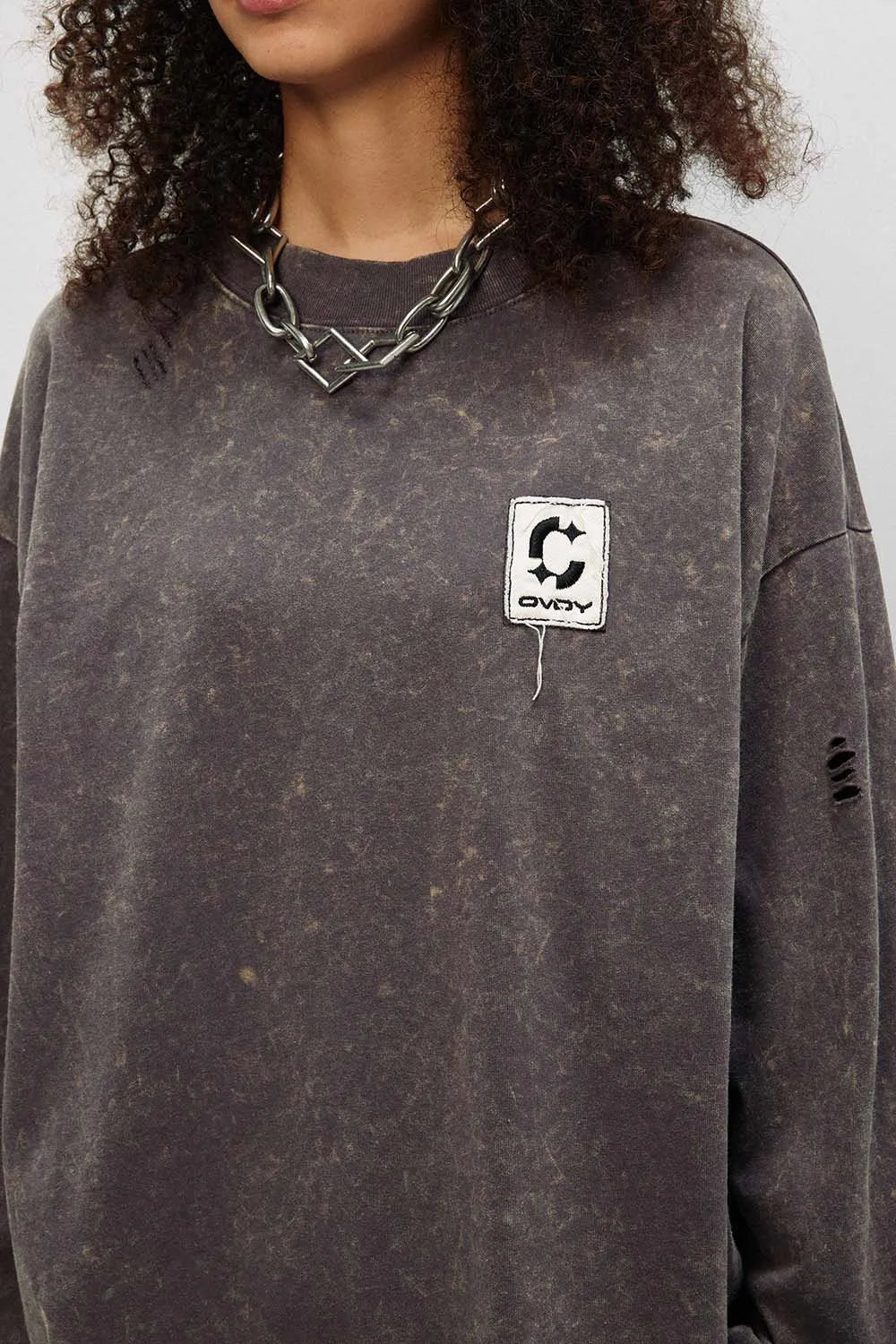 OVDY Acid Wash Ripped Long Sleeve-streetwear-techwear