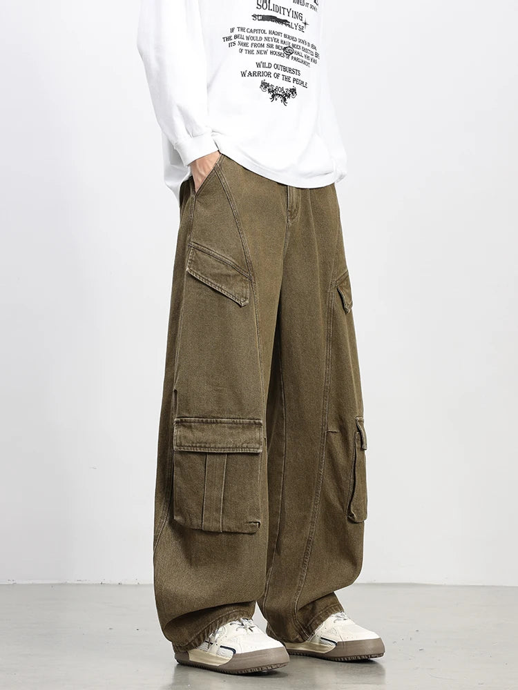 Oversized Parachute Cargo Jeans-streetwear-techwear