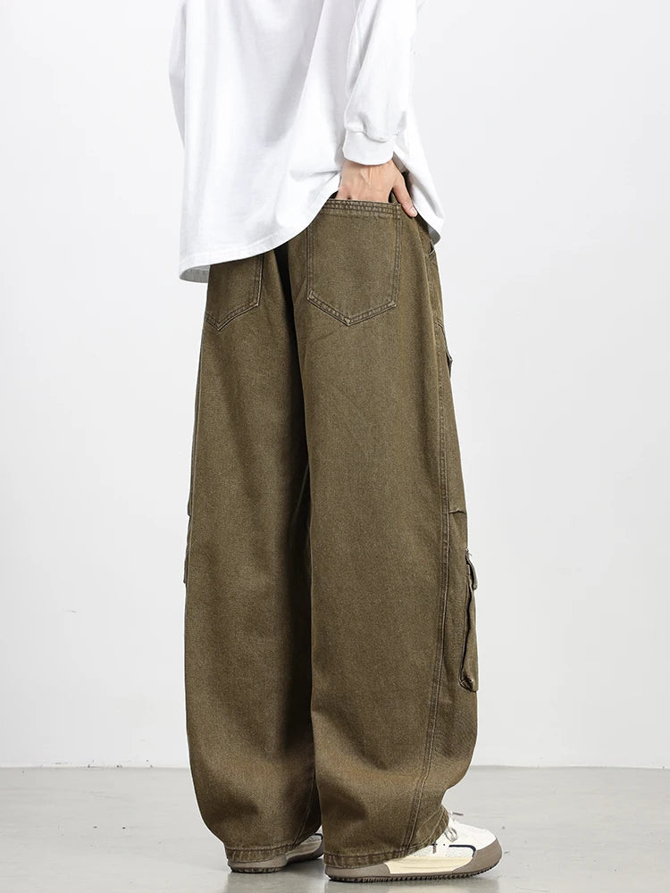 Oversized Parachute Cargo Jeans-streetwear-techwear