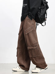 Oversized Parachute Cargo Jeans-streetwear-techwear