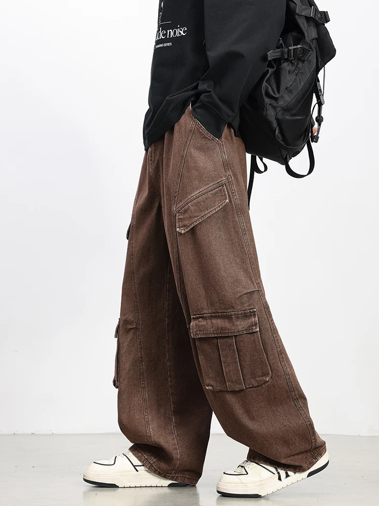 Oversized Parachute Cargo Jeans-streetwear-techwear