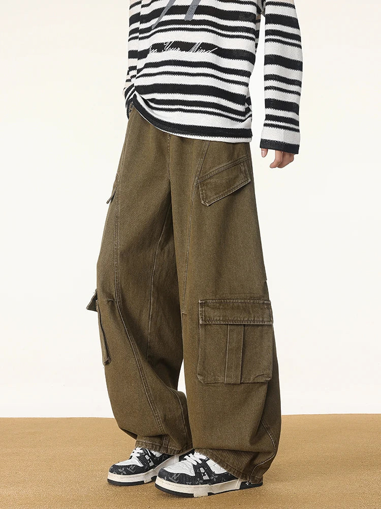 Oversized Parachute Cargo Jeans-streetwear-techwear