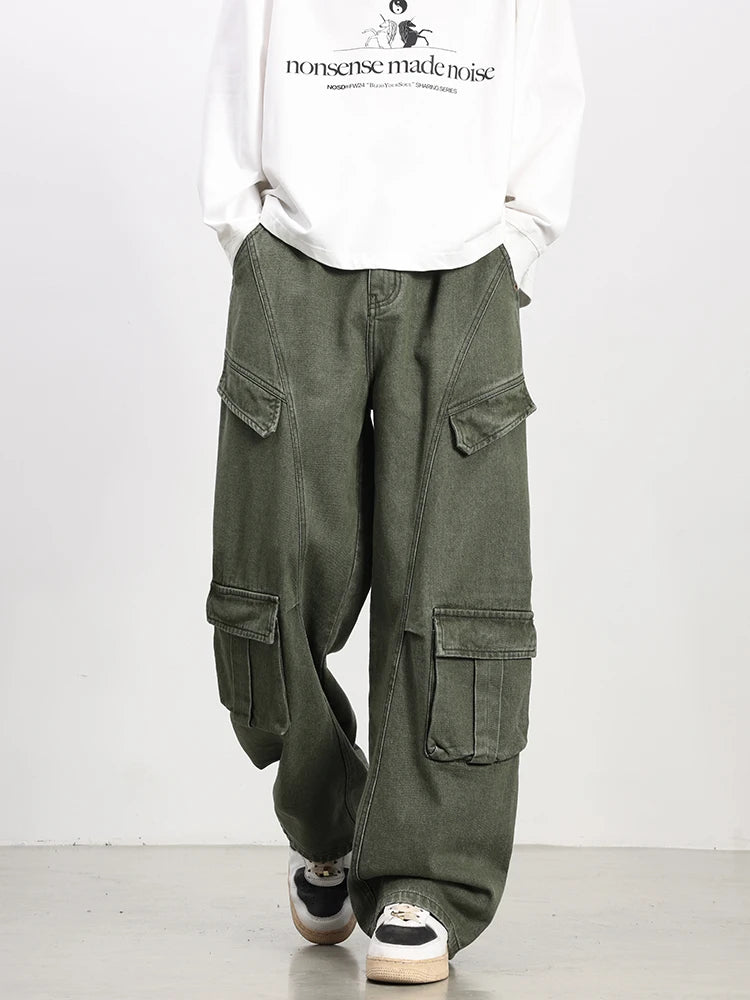 Oversized Parachute Cargo Jeans-streetwear-techwear