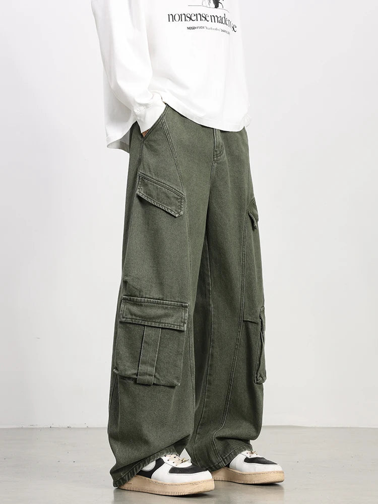 Oversized Parachute Cargo Jeans-streetwear-techwear