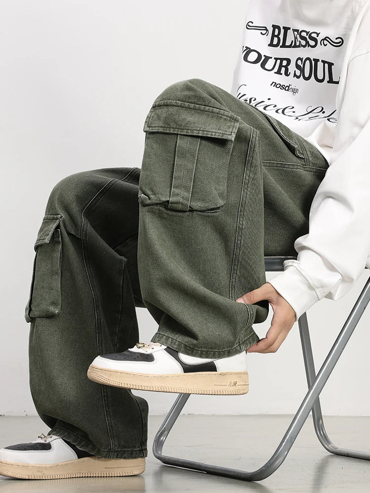 Oversized Parachute Cargo Jeans-streetwear-techwear