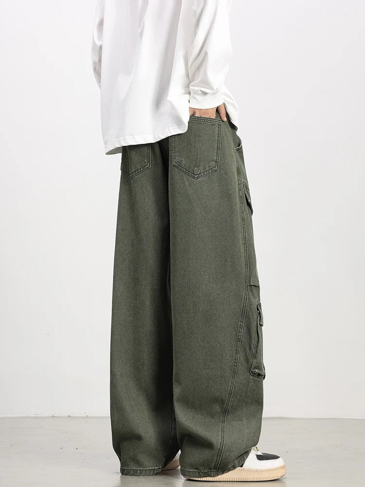 Oversized Parachute Cargo Jeans-streetwear-techwear