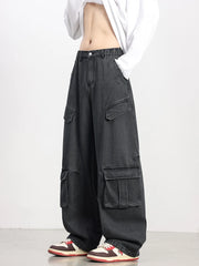 Oversized Parachute Cargo Jeans-streetwear-techwear