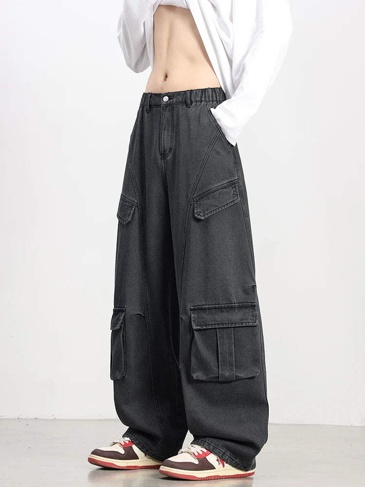 Oversized Parachute Cargo Jeans-streetwear-techwear