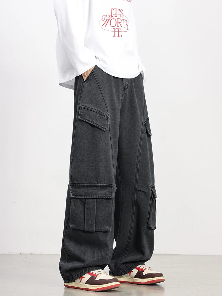 Oversized Parachute Cargo Jeans-streetwear-techwear