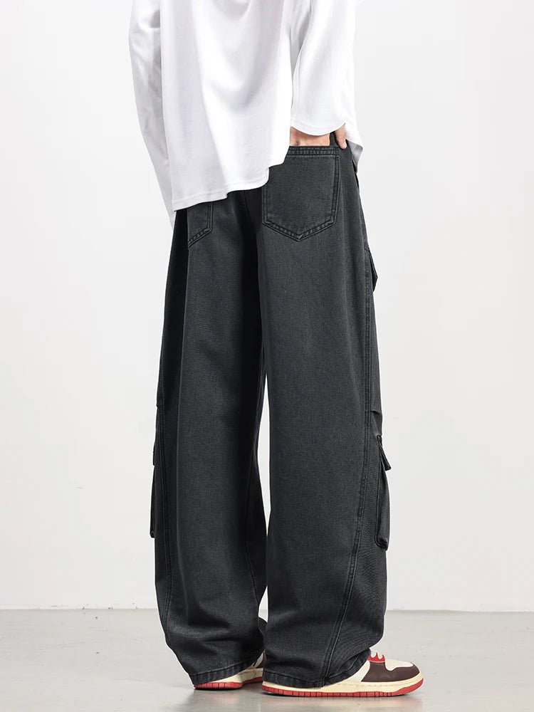 Oversized Parachute Cargo Jeans-streetwear-techwear