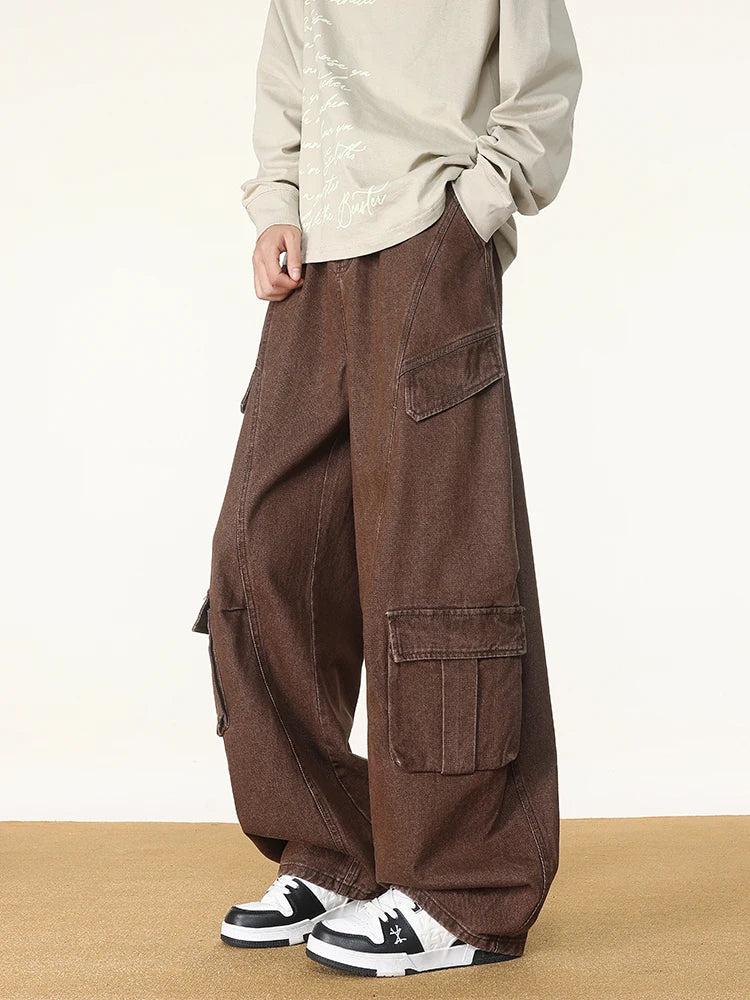 Oversized Parachute Cargo Jeans-streetwear-techwear
