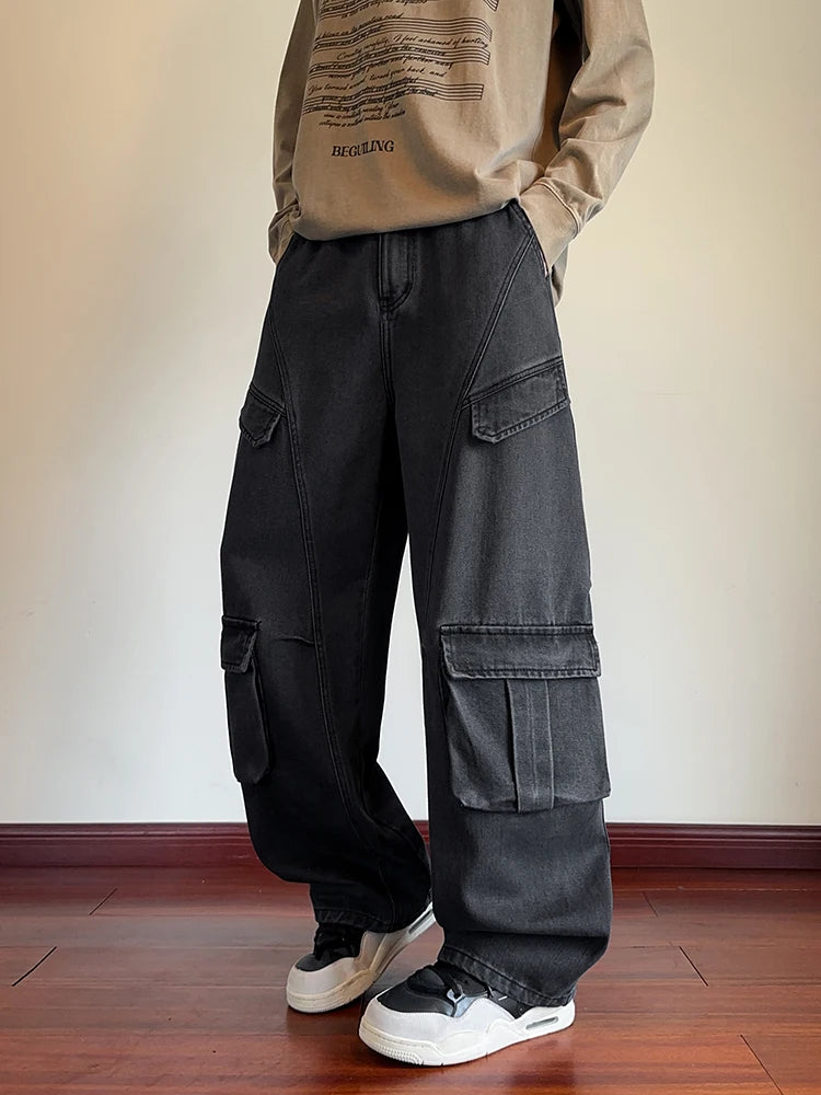 Oversized Parachute Cargo Jeans-streetwear-techwear