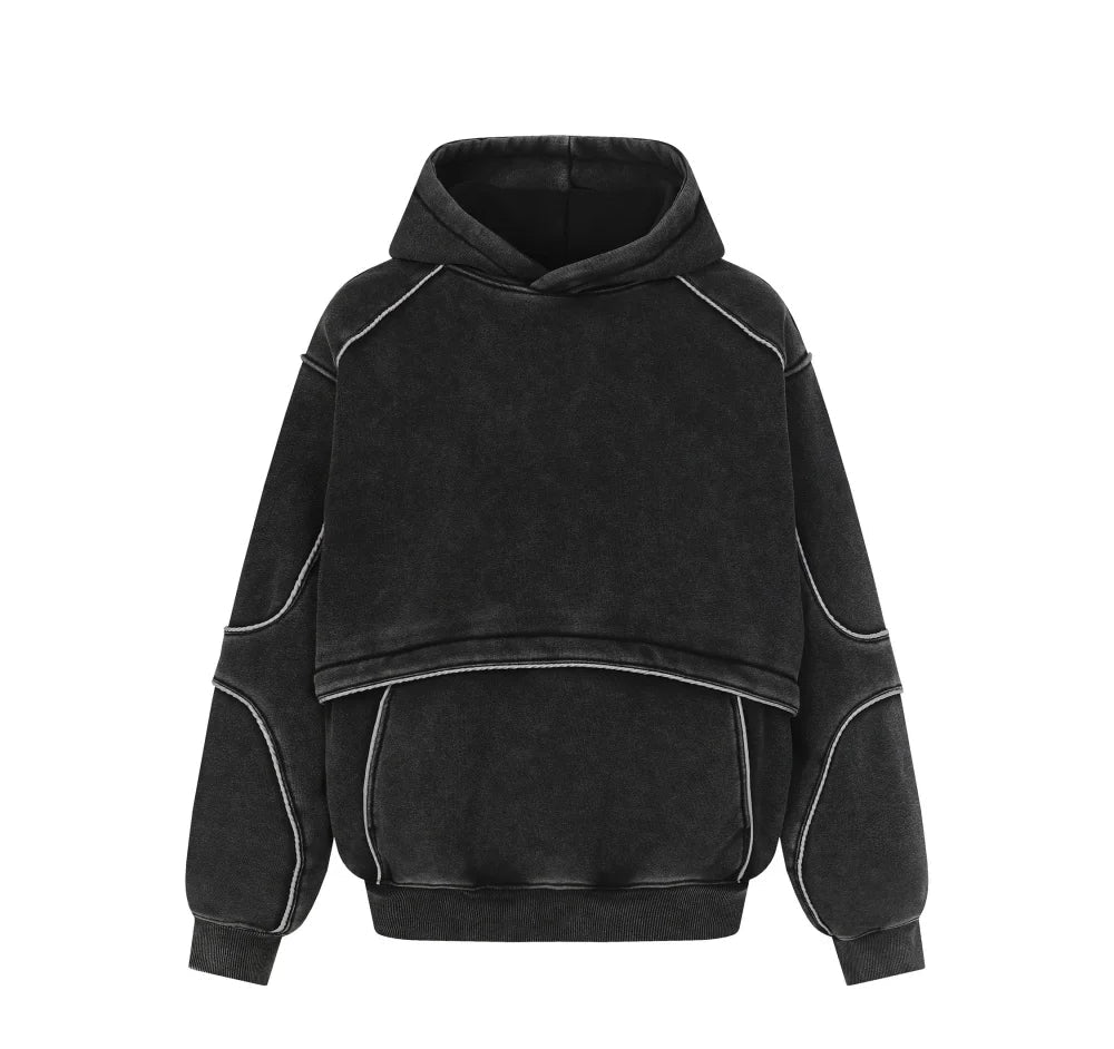 Panelled Acid Wash Hoodie