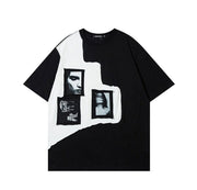 Photo Graphic Patchwork T-Shirt-streetwear-techwear