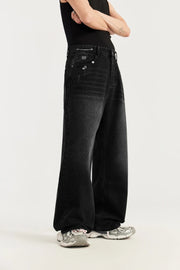 Pierced Relaxed Fit Jeans-streetwear-techwear