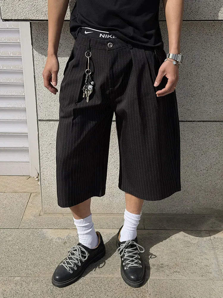 Pinstripe Long Length Tailored Shorts