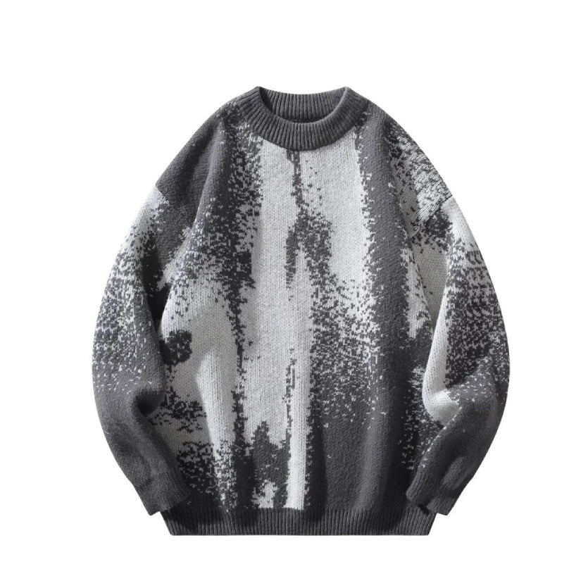 Pixelated Knitted Sweater-streetwear-techwear