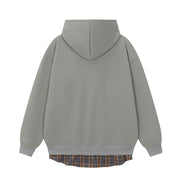 Plaid Patchwork Zip-up Hoodie-streetwear-techwear