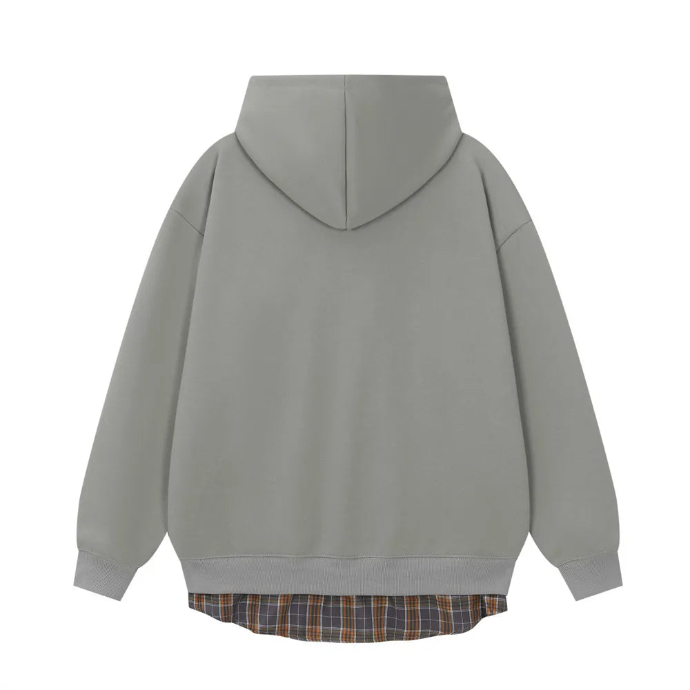 Plaid Patchwork Zip-up Hoodie-streetwear-techwear