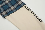 Plaid Shirt with Mock Layer Sweatshirt Sleeves-streetwear-techwear