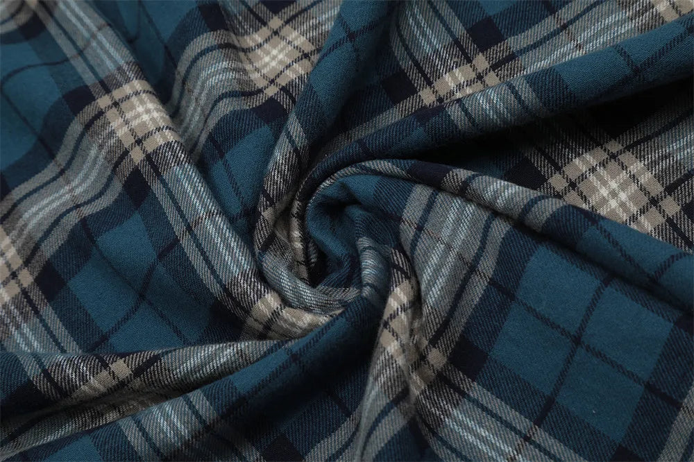 Plaid Shirt with Mock Layer Sweatshirt Sleeves-streetwear-techwear