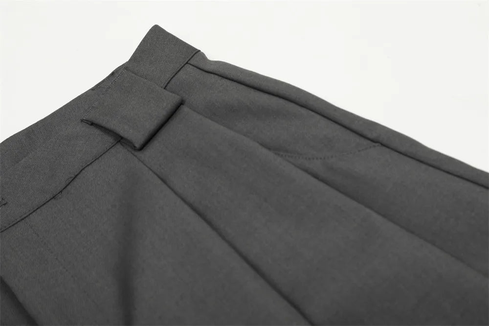 Pleated Arc Leg Suit Pants-streetwear-techwear