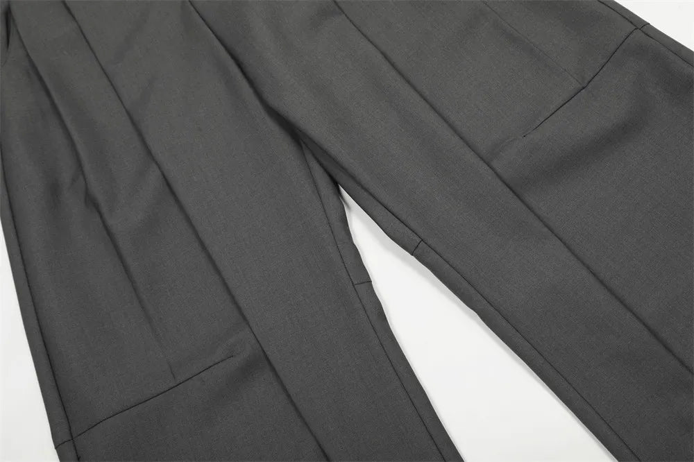 Pleated Arc Leg Suit Pants-streetwear-techwear
