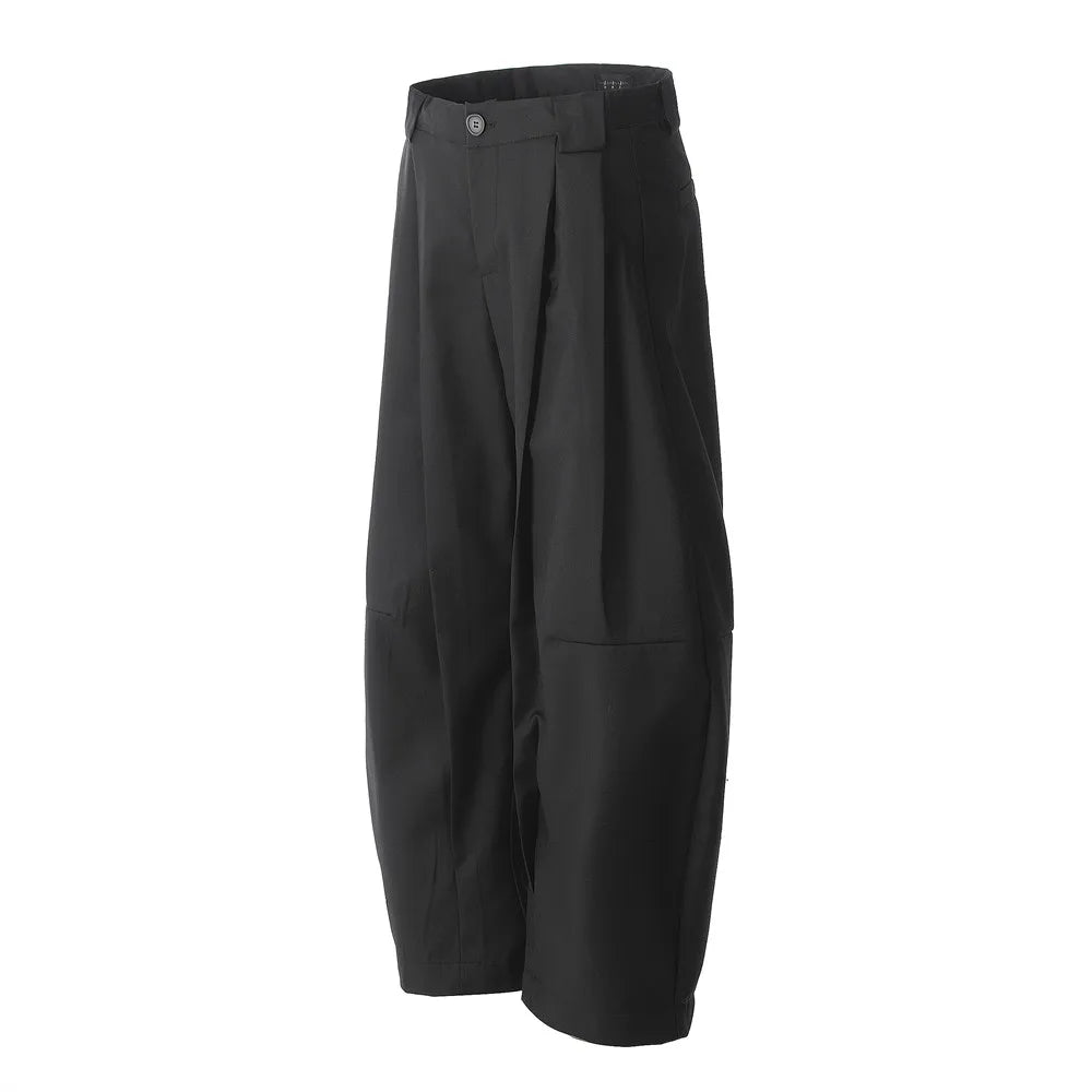 Pleated Arc Leg Suit Pants-streetwear-techwear