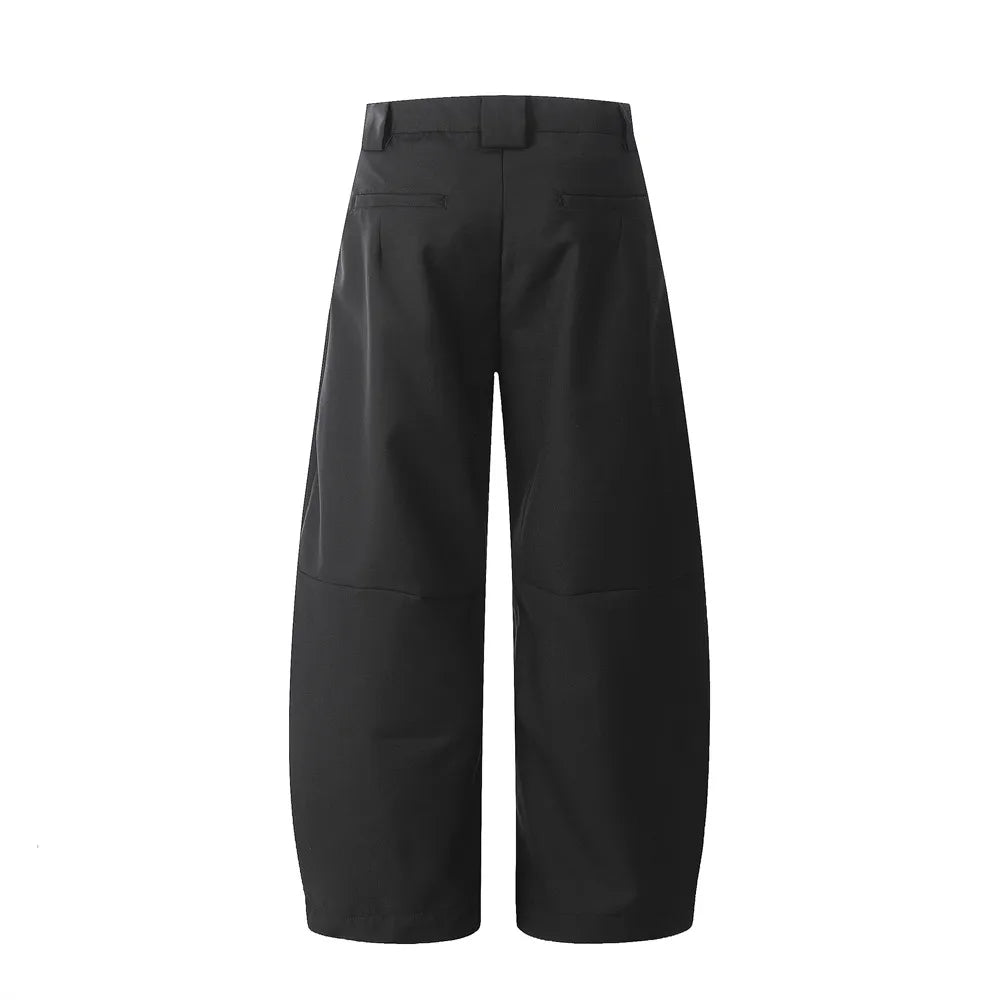 Pleated Arc Leg Suit Pants-streetwear-techwear