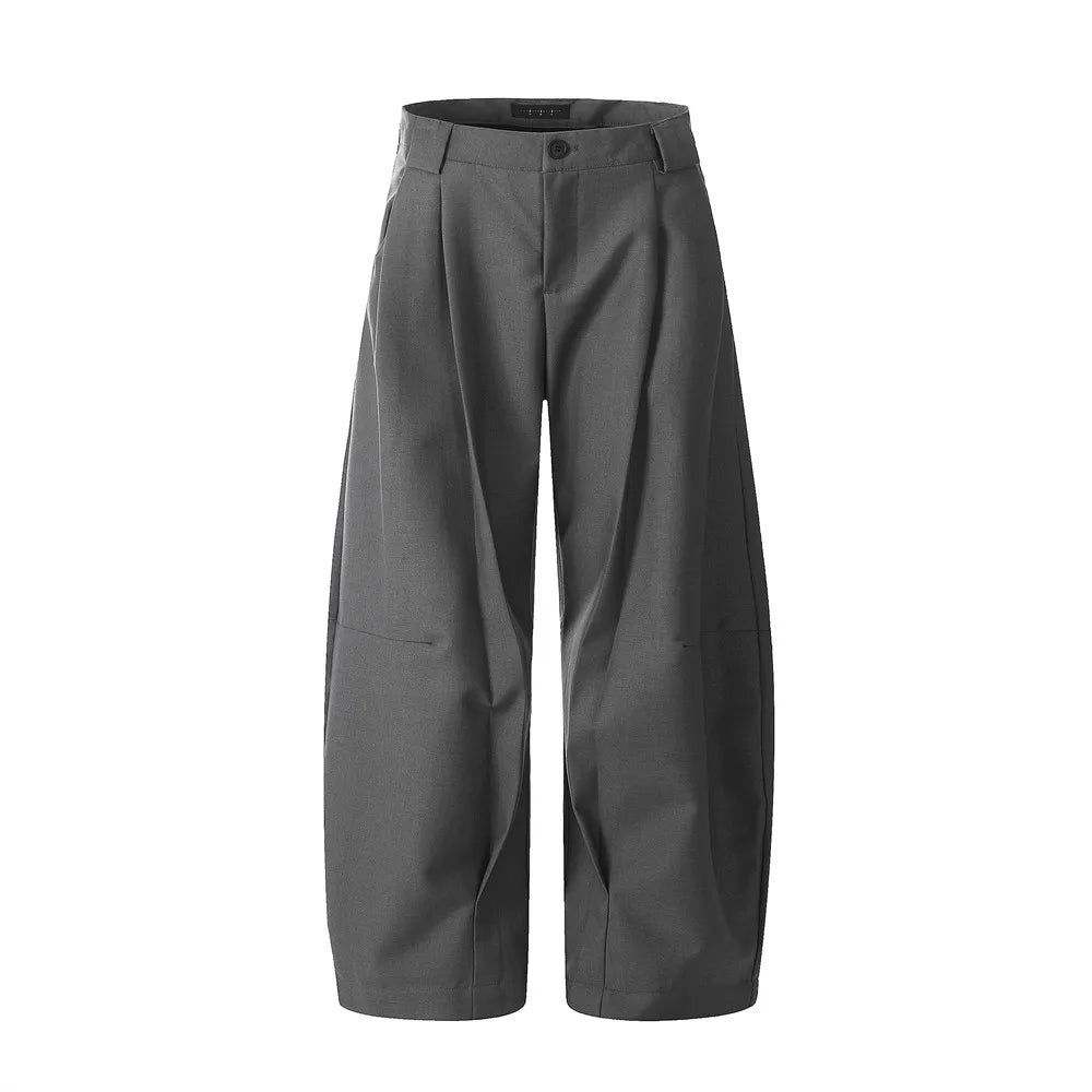 Pleated Arc Leg Suit Pants-streetwear-techwear