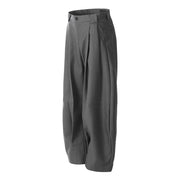 Pleated Arc Leg Suit Pants-streetwear-techwear