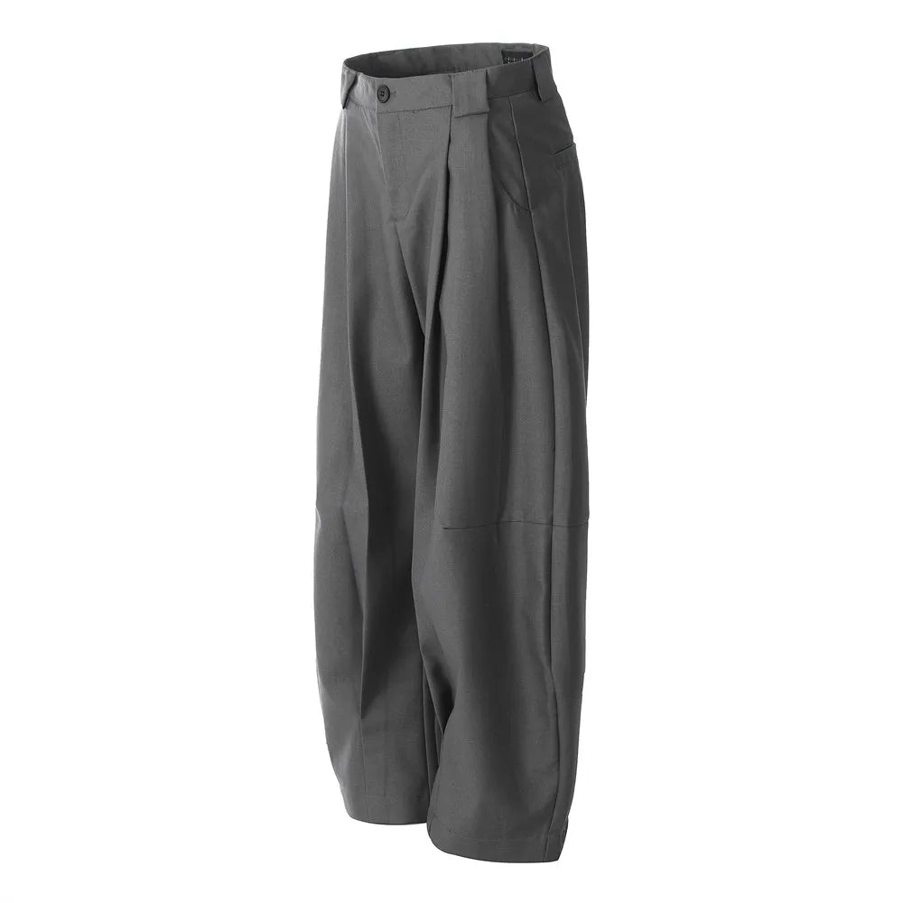 Pleated Arc Leg Suit Pants-streetwear-techwear