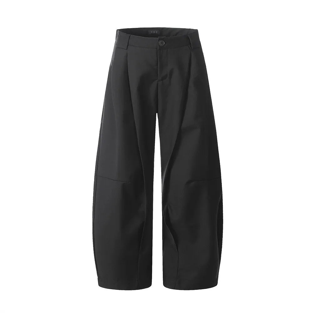 Pleated Arc Leg Suit Pants-streetwear-techwear
