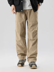Pleated Knee Straight Leg Ripstop Pants-streetwear-techwear