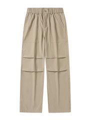 Pleated Knee Straight Leg Ripstop Pants-streetwear-techwear