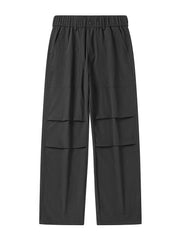 Pleated Knee Straight Leg Ripstop Pants-streetwear-techwear