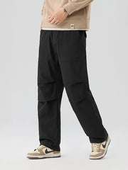 Pleated Knee Straight Leg Ripstop Pants-streetwear-techwear